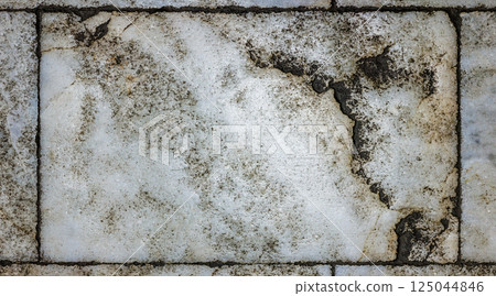 Worn Grey and White Mottled Marble Floor Tile 125044846