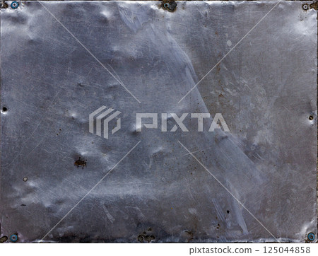 Worn and Dented Stainless Steel Floor Patch Texture 125044858