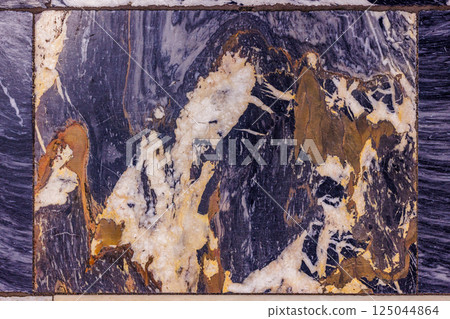 Worn Purple Blue and Gold Marble Floor Tile Worn Purple Blue and Gold Marble Floor Tile 125044864