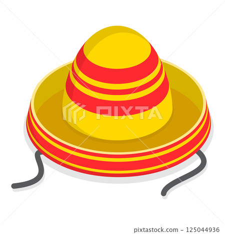 3D Isometric Flat Vector Set of Mexican Hats, Traditional Costume Elements. Item 3 3D Isometric Flat Vector Set of Mexican Hats, Traditional Costume Elements. Item 3 125044936