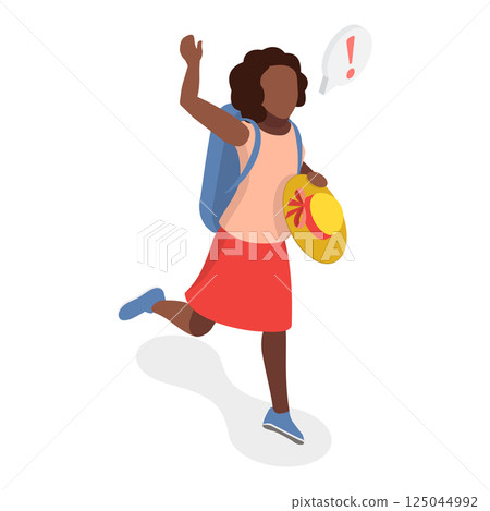 3D Isometric Flat Vector Illustration of Hurrying Tourists, Fast-Paced Visitors in a Hurry. Item 2 125044992