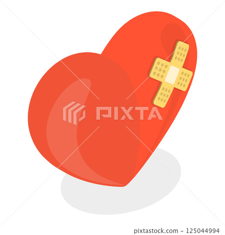 3D Isometric Flat Vector Set of Broken Hearts, Three-dimensional shattered love symbols. Item 5 3D Isometric Flat Vector Set of Broken Hearts, Three-dimensional shattered love symbols. Item 5 125044994