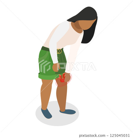 3D Isometric Flat Vector Set of Body Pain, Chronic Ache, Joint Inflammation, Headache. Item 5 125045031
