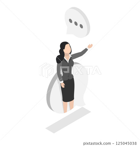 3D Isometric Flat Vector Illustration of Business Discussion, Coworkers Engaging in Dialog and Group Discussion. Item 4 125045038