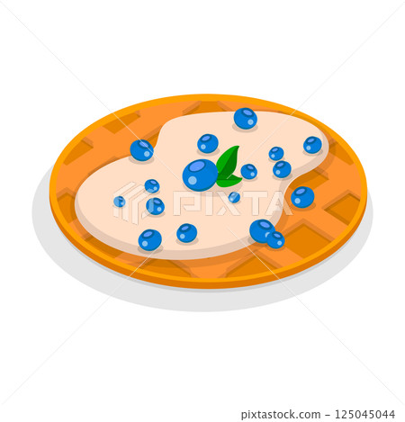 3D Isometric Flat Vector Illustration of Homemade Pastry, Assorted Belgian Waffles with Fresh Berries, Cream, and Icecream. Item 5 3D Isometric Flat Vector Illustration of Homemade Pastry, Assorted Belgian Waffles with Fresh Berries, Cream, and Icecream. Item 5 125045044