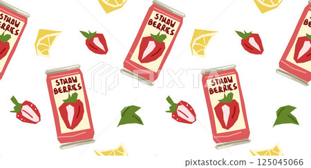 Strawberry juice seamless pattern 125045066