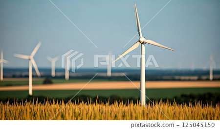 Wind turbine park. Concept of renewable energy. Clean Energy. 125045150