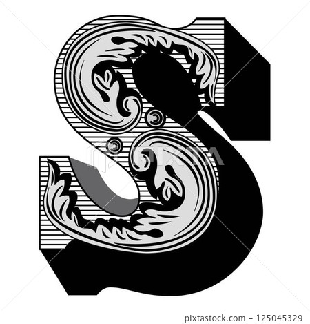 Art Federal Initial Caps Font Capital Letter S vector design 125045329