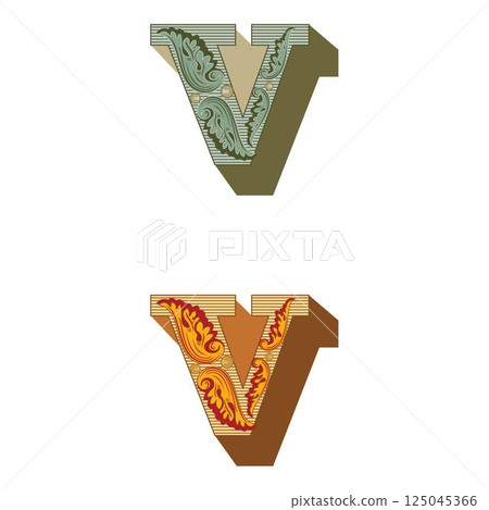 Art Federal Initial Caps Font Capital Letter V vector design Art Federal Initial Caps Font Capital Letter V vector design 125045366