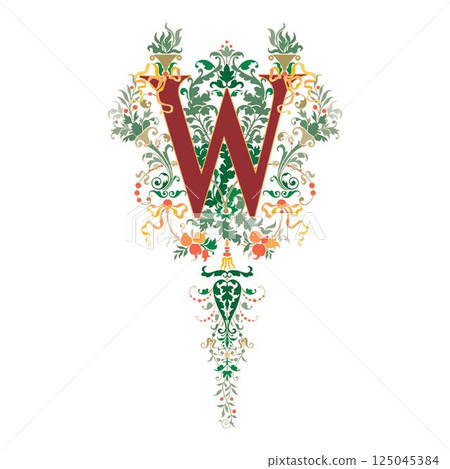 Art Renaissance Initial Caps Font Capital Letter W vector design Art Renaissance Initial Caps Font Capital Letter W vector design 125045384