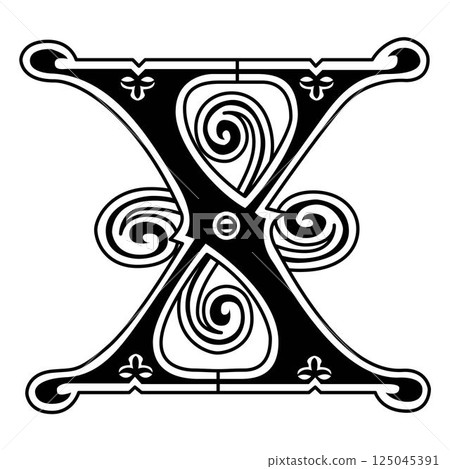 Art Ginger Initial Caps Font Capital Letter X vector design 125045391