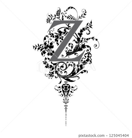 Art Renaissance Initial Caps Font Capital Letter Z vector design 125045404