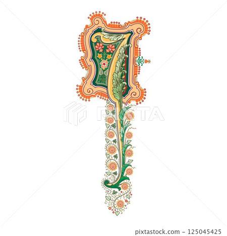 Art Cinderella Initial Caps Font Capital Letter J vector design 125045425