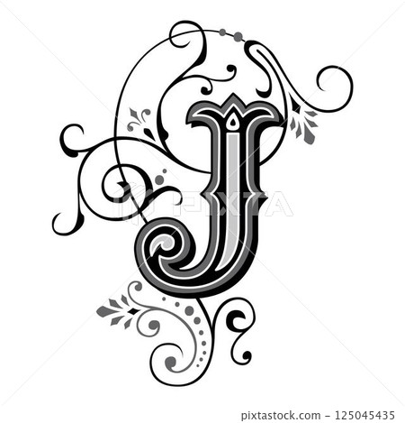Art Tuscani Initial Caps Font Capital Letter J vector design Art Tuscani Initial Caps Font Capital Letter J vector design 125045435