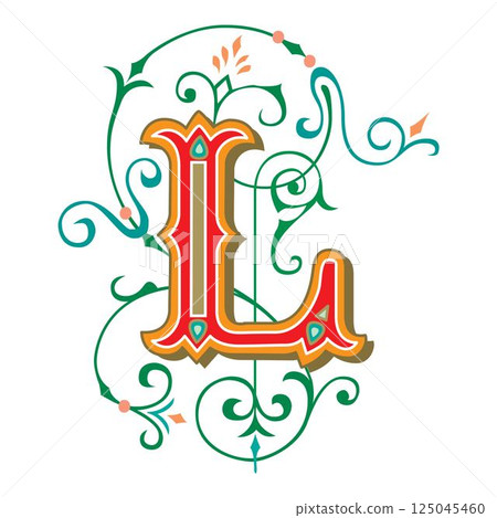 Art Tuscani Initial Caps Font Capital Letter L vector design Art Tuscani Initial Caps Font Capital Letter L vector design 125045460