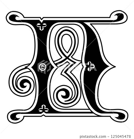 Art Ginger Initial Caps Font Capital Letter N vector design 125045478