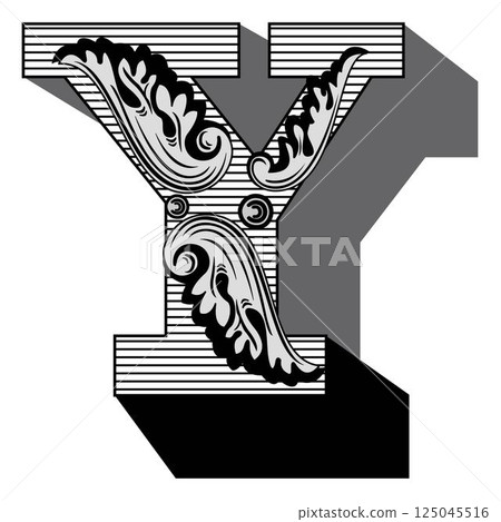 Art Federal Initial Caps Font Capital Letter Y vector design 125045516