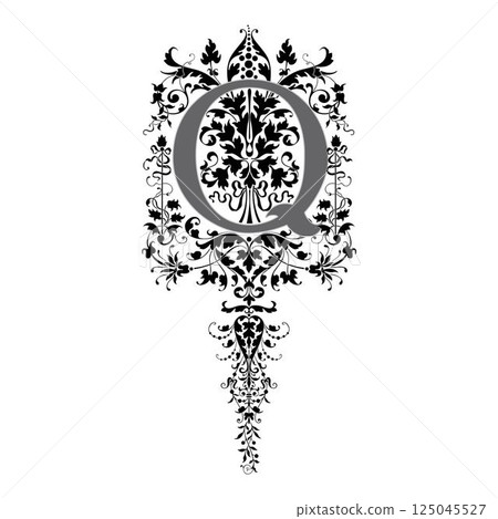Art Renaissance Initial Caps Font Capital Letter Q vector design 125045527