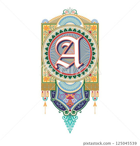 Art Marquesa Initial Caps Font Capital Letter A vector design 125045539