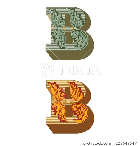 Art Federal Initial Caps Font Capital Letter B vector design 125045547