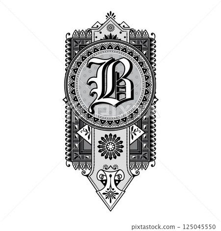 Art Marquesa Initial Caps Font Capital Letter B vector design 125045550