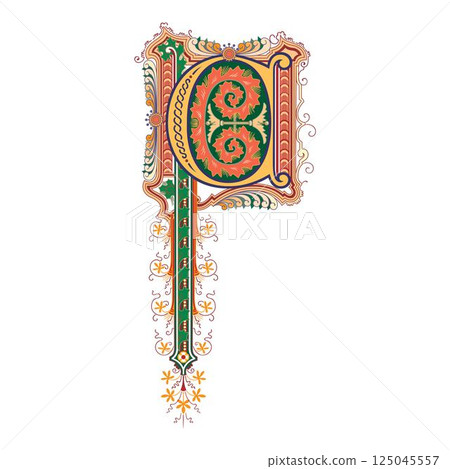 Art Cinderella Initial Caps Font Capital Letter C vector design 125045557