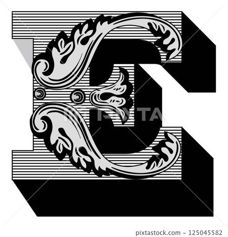 Art Federal Initial Caps Font Capital Letter E vector design 125045582