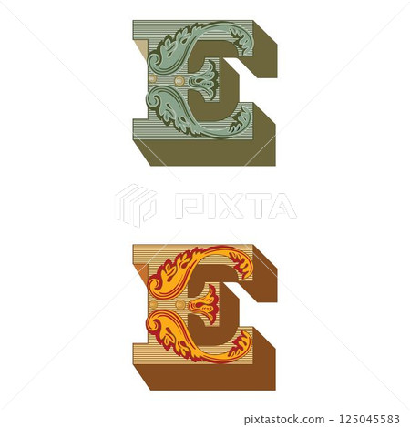 Art Federal Initial Caps Font Capital Letter E vector design Art Federal Initial Caps Font Capital Letter E vector design 125045583