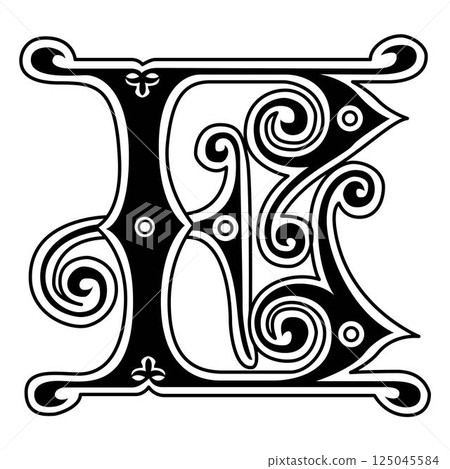 Art Ginger Initial Caps Font Capital Letter E vector design 125045584