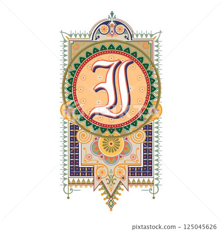 Art Marquesa Initial Caps Font Capital Letter I vector design 125045626