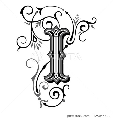 Art Tuscani Initial Caps Font Capital Letter I vector design 125045629