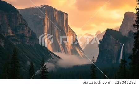 Granite Majesty Bathes In Sunset 125046282