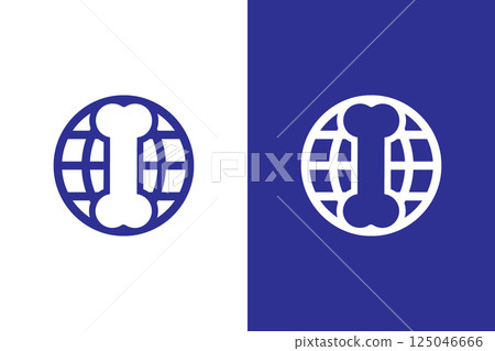 Vector bone and earth logo combination. Globe orthopedic clinic logotype design template. Vector bone and earth logo combination. Globe orthopedic clinic logotype design template. 125046666