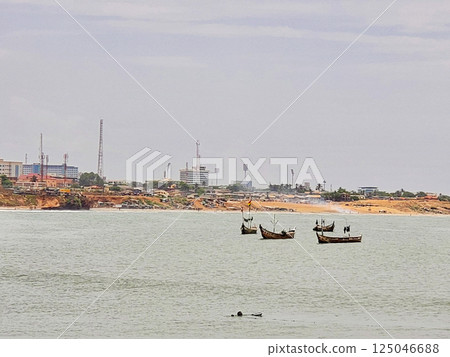 Fishing Boats Accra Ghana Oceanfront Fishing Boats Accra Ghana Oceanfront 125046688