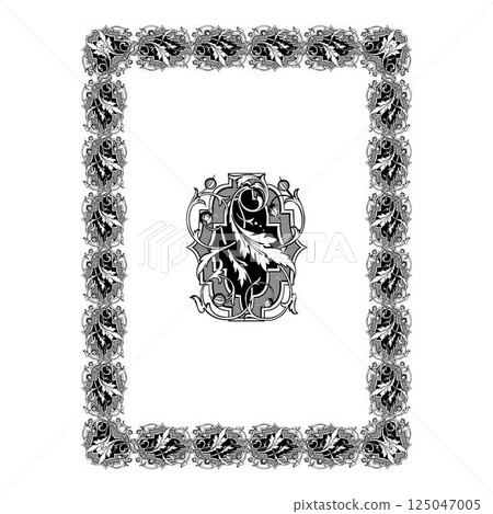 Vintage floral classic calligraphic retro vignette scroll frames ornamental design elements black and color set isolated vector Vintage floral classic calligraphic retro vignette scroll frames ornamental design elements black and color set isolated vector 125047005