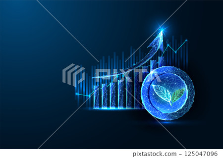 Sustainable growth and green investment concept in digital economy. Futuristic Vector illustration Sustainable growth and green investment concept in digital economy. Futuristic Vector illustration 125047096