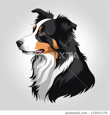 Cool Border Collie profile illustration 125047178
