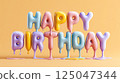 Dripping Colorful Happy Birthday Text In 3D Letters 125047344