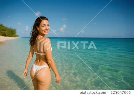 A woman enjoying a summer resort 125047605