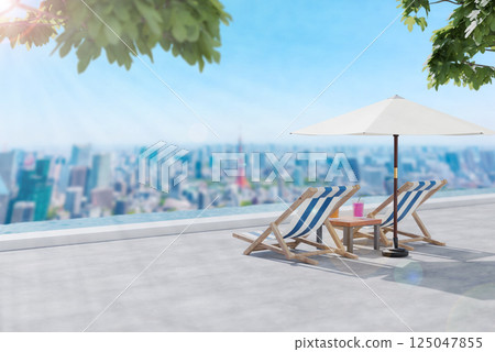 Luxury hotel with a panoramic view of Tokyo 125047855