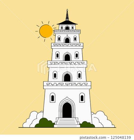 Pagoda Tower Illustration 125048139
