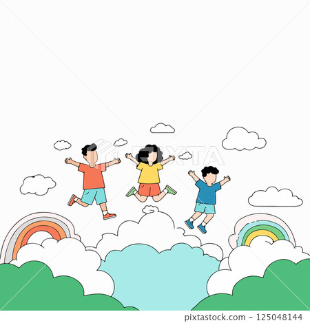 Children Jumping in the Clouds 125048144