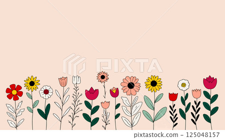 Floral Illustration on Light Pink Background 125048157