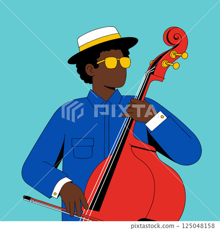 Musician Playing Double Bass 125048158
