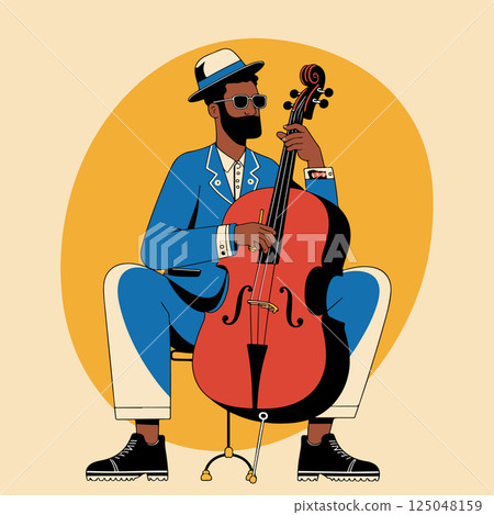 Man Playing Cello Illustration Man Playing Cello Illustration 125048159