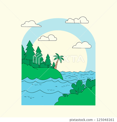 Cartoon Island Landscape Cartoon Island Landscape 125048161