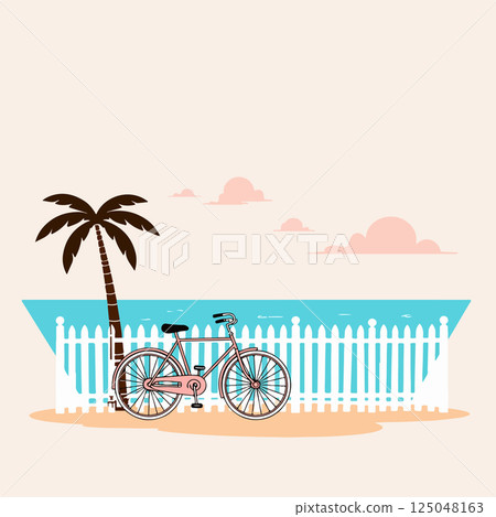 Beach Scene with Bicycle Beach Scene with Bicycle 125048163