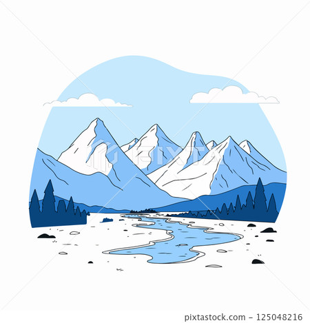 Mountain Landscape with River Mountain Landscape with River 125048216