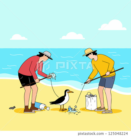Beach Cleanup Illustration Beach Cleanup Illustration 125048224