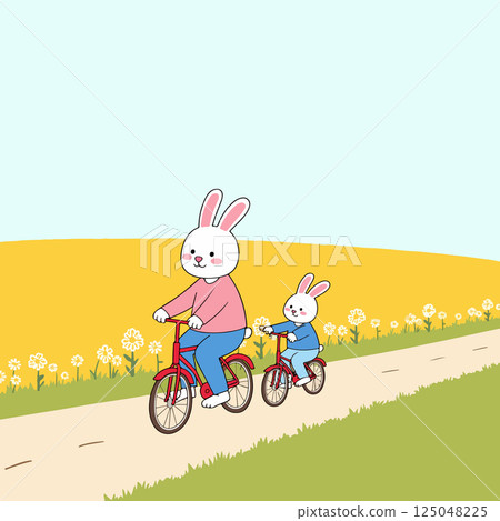 Rabbits Cycling Together 125048225